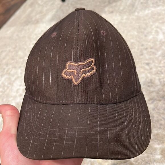 Fox racing Legacy Brown Pinstripe Flex-fit baseball hat cap in GUC - Picture 2 of 7